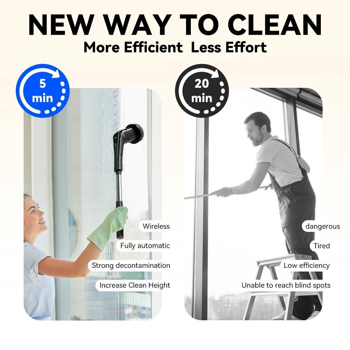 8-in-1 Electric Cleaning Brush Multi-functional Household Kitchen Bathroom Dedicated Mute Handheld Strong Cleaning Brush
